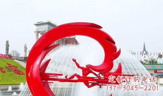 保定夸父的传奇不锈钢雕塑