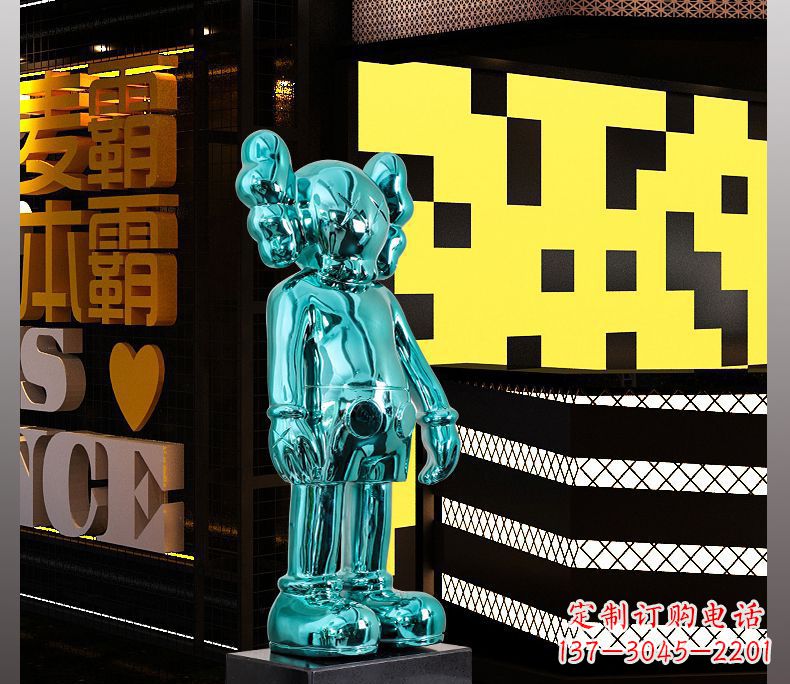 保定不锈钢蓝色机器人雕塑引领未来的艺术品