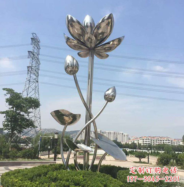 保定不锈钢莲花雕塑美丽的象征