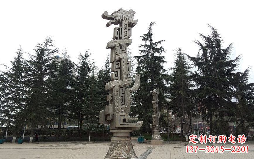 保定不锈钢龙柱雕塑引领公共景观