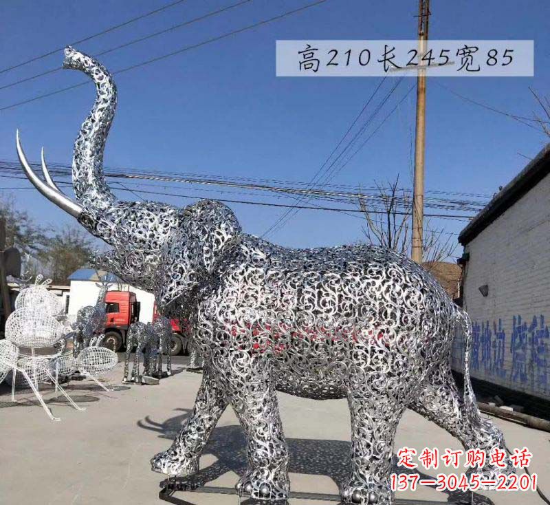 保定不锈钢镂空大象造型雕塑