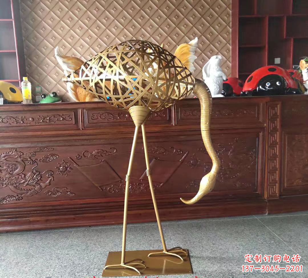 保定不锈钢镂空丹顶鹤动物摆件
