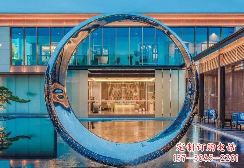保定不锈钢镂空灯光圆环雕塑