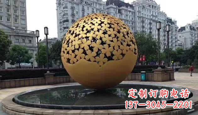 保定不锈钢镂空球喷泉雕塑