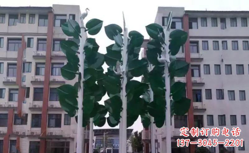 保定浓郁绿意,不锈钢树叶雕塑
