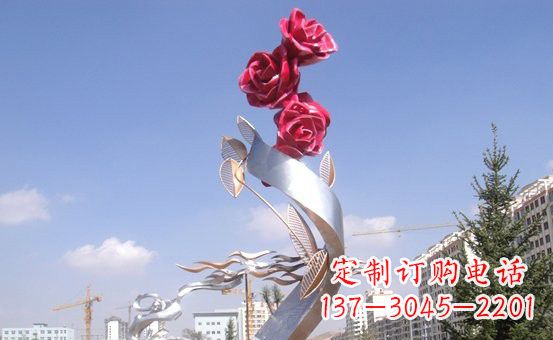 保定不锈钢玫瑰花雕塑222