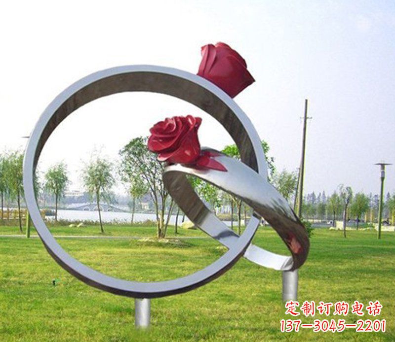 保定不锈钢玫瑰戒指雕塑