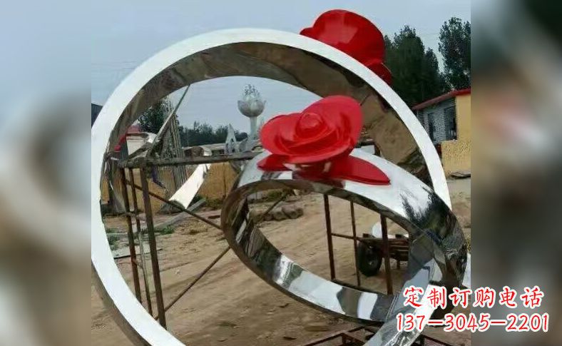 保定不锈钢玫瑰花戒指雕塑
