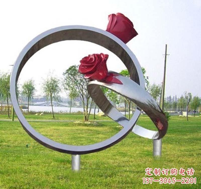 保定精美不锈钢玫瑰戒指雕塑