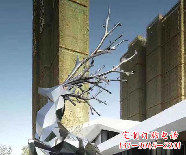 保定梅花鹿雕塑美丽的景观和动物雕塑