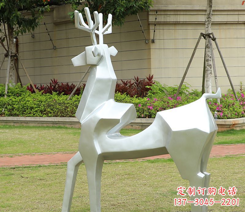 保定不锈钢美陈动物雕塑——鹿