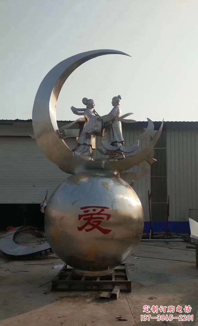 保定不锈钢牛郎织女雕塑传承爱情的象征