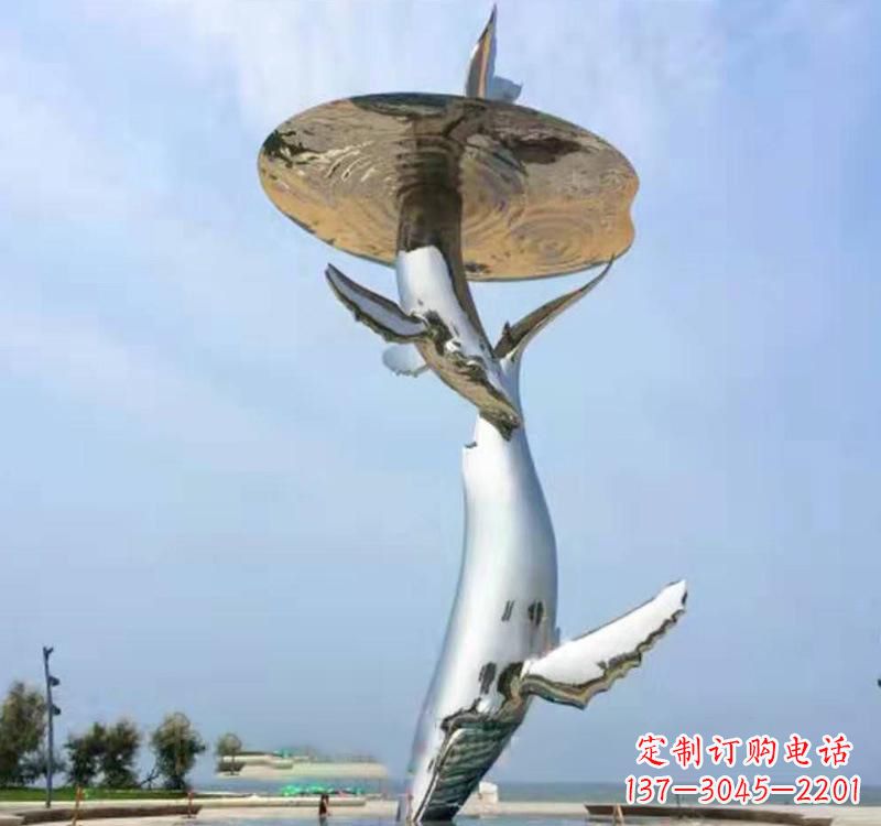 保定不锈钢海豚雕塑精美的艺术品