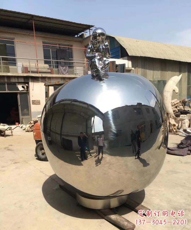 保定精美不锈钢苹果雕塑
