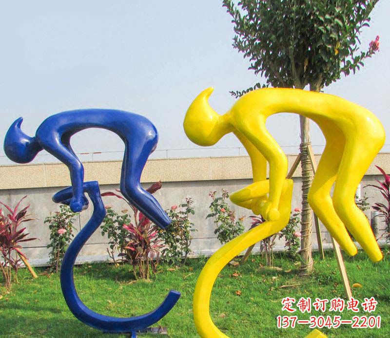 保定不锈钢骑自行车广场景观雕塑