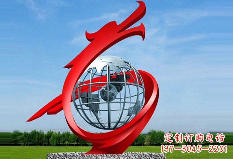 保定不锈钢地球雕塑精美雕塑饰以美丽世界
