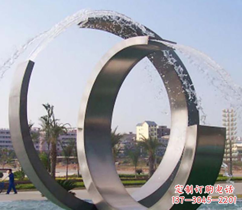保定不锈钢情侣戒指雕塑象征爱情的永恒之物