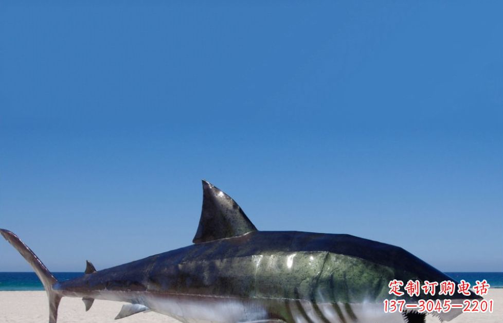 保定不锈钢鲨鱼海边动物雕塑
