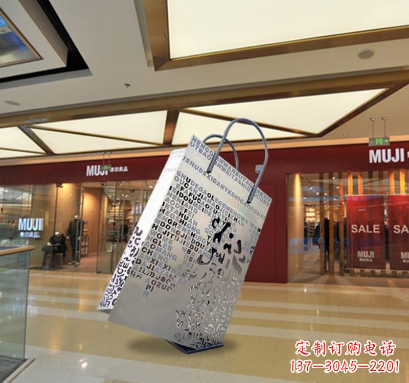 保定不锈钢商场景观购物袋雕塑