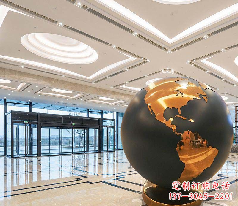 保定不锈钢商场美陈地球仪景观雕塑