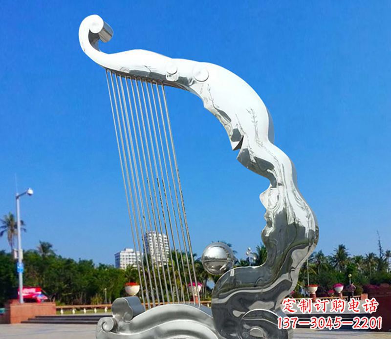 保定不锈钢竖琴雕塑——传承古典音乐之美