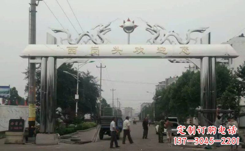 保定不锈钢双龙戏珠牌坊村口牌坊