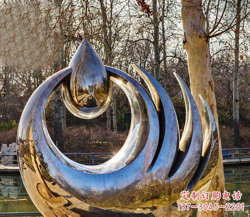 保定不锈钢水滴雕塑给园林带来流动的美
