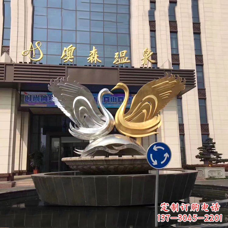 保定高贵而优雅不锈钢天鹅雕塑
