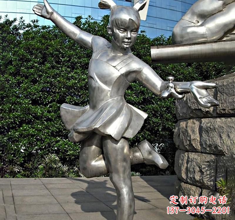 保定不锈钢跳舞儿童人物雕塑