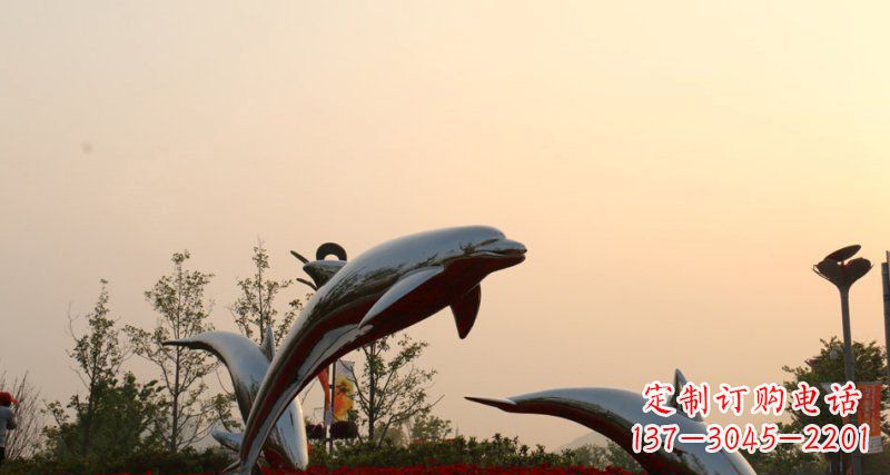 保定不锈钢海豚雕塑跳跃的美丽