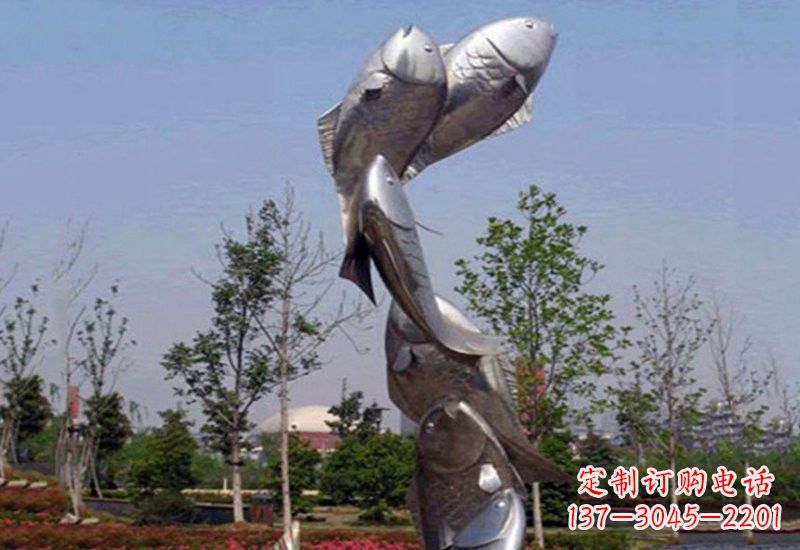 保定不锈钢跳跃的鲤鱼雕塑