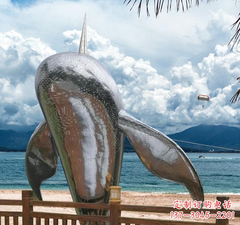 保定不锈钢跳跃鲸鱼雕塑