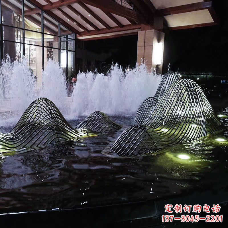 保定不锈钢铁艺水景假山精美雕塑艺术