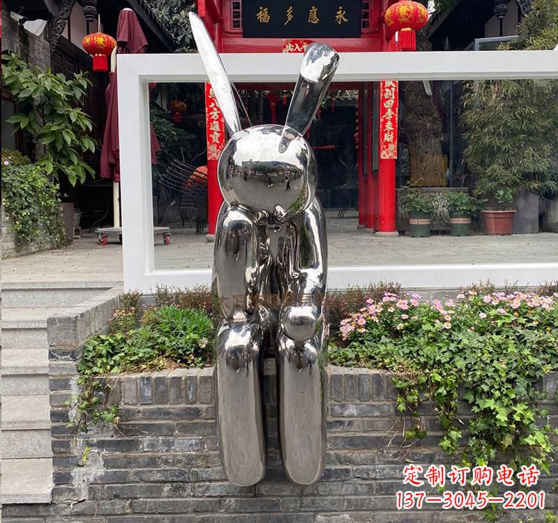 保定不锈钢兔子雕塑精美的艺术作品