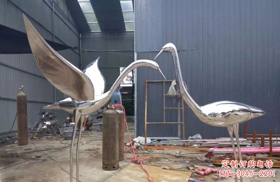 保定不锈钢仙鹤动物雕塑