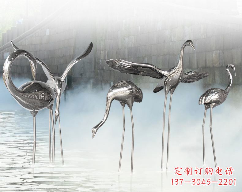 保定不锈钢仙鹤飞鸟雕塑