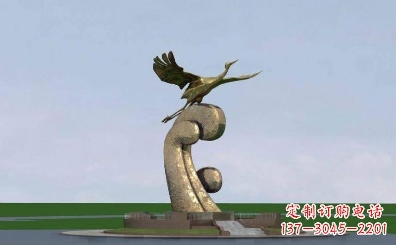 保定不锈钢仙鹤雕塑象征着美丽和宁静