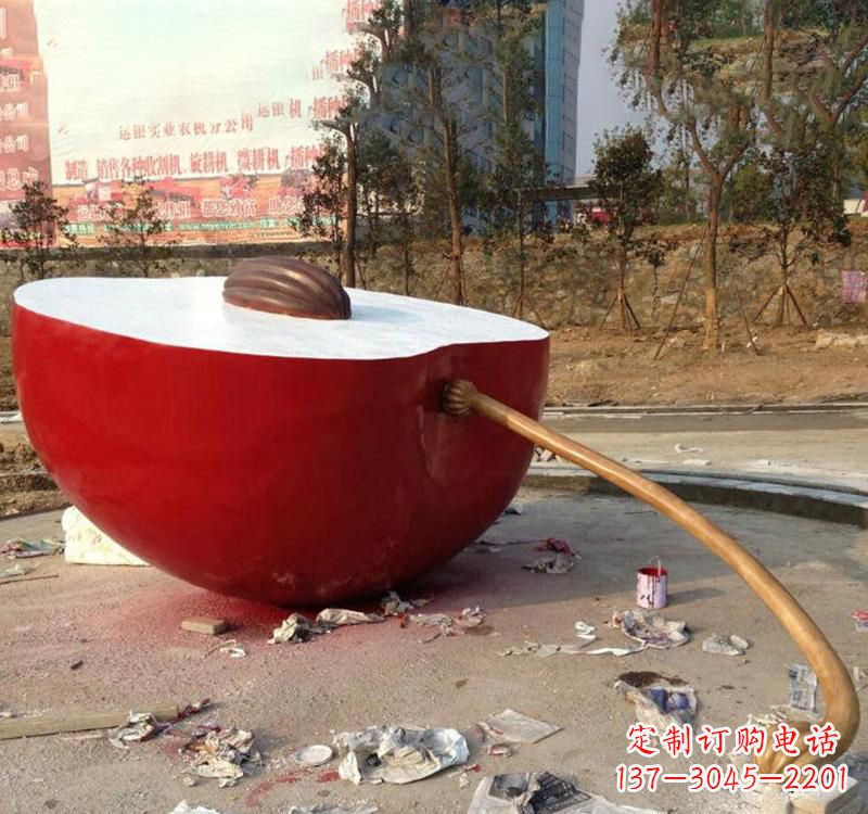 保定不锈钢现代广场大型苹果雕塑