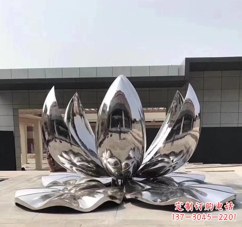 保定不锈钢现代镜面荷花雕塑精美绝伦