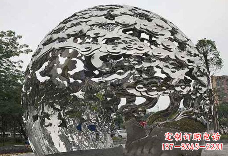 保定不锈钢祥云镂空球拱门雕塑
