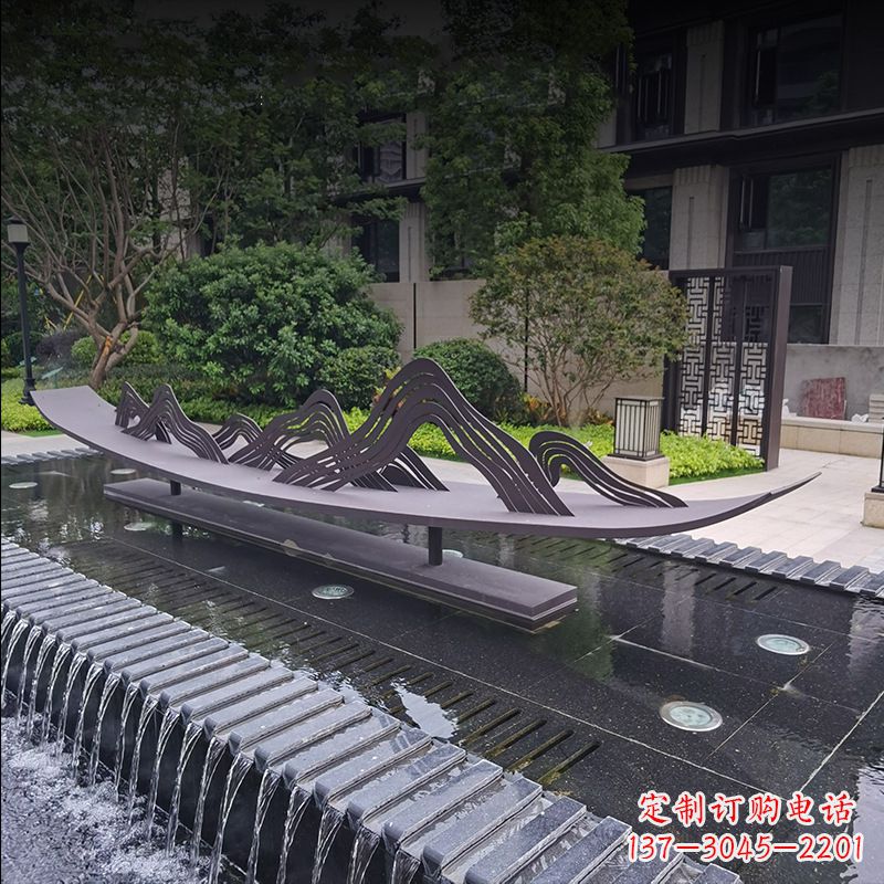 保定精美的不锈钢小船假山
