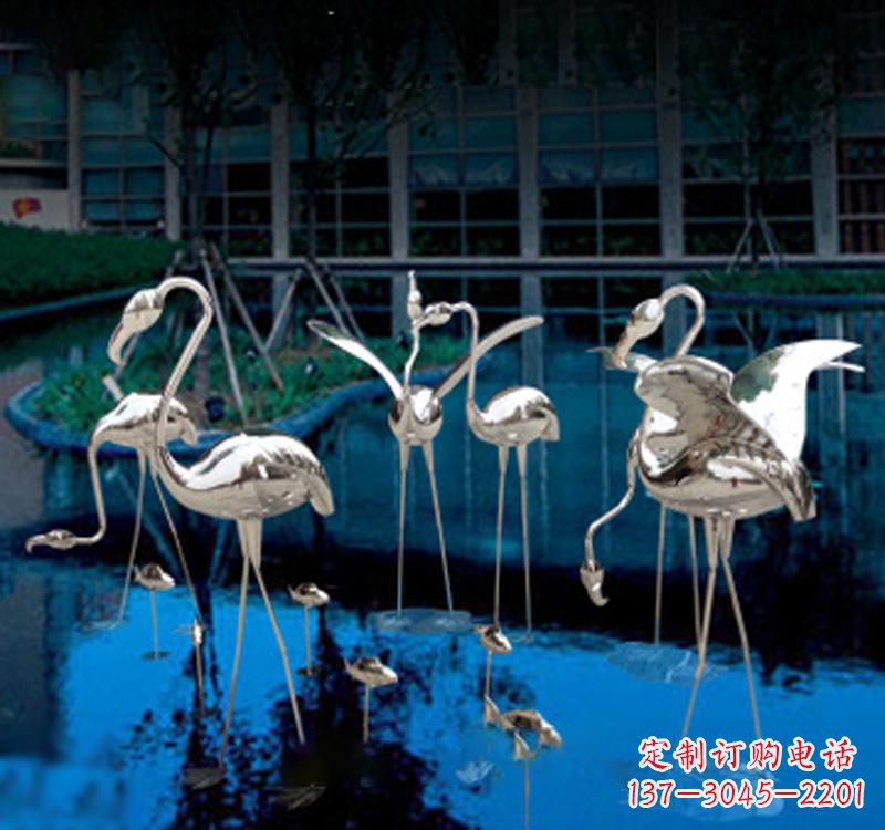 保定不锈钢小区动物仙鹤雕塑