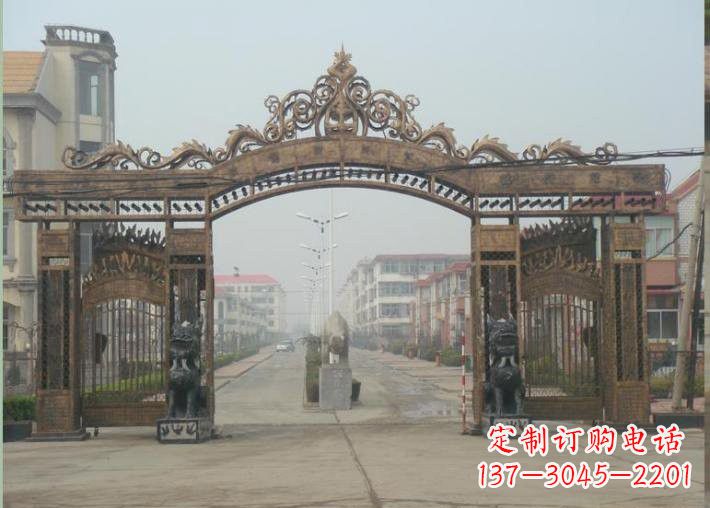 保定不锈钢小区三门牌坊雕塑