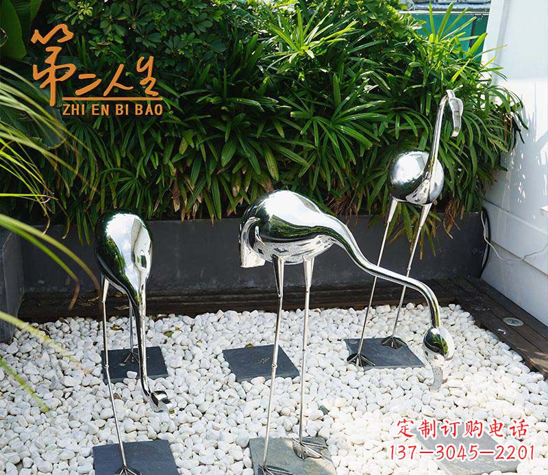 保定不锈钢仙鹤雕塑象征着吉祥和美景