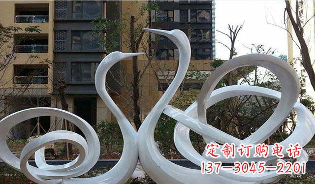 保定不锈钢小区美丽的天鹅雕塑