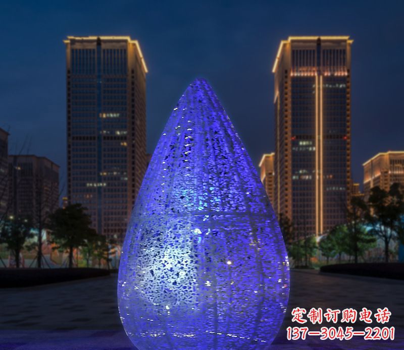 保定不锈钢小区照明美轮美奂的水滴雕塑