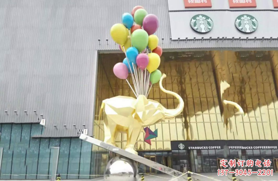 保定不锈钢小象踩球景观雕塑