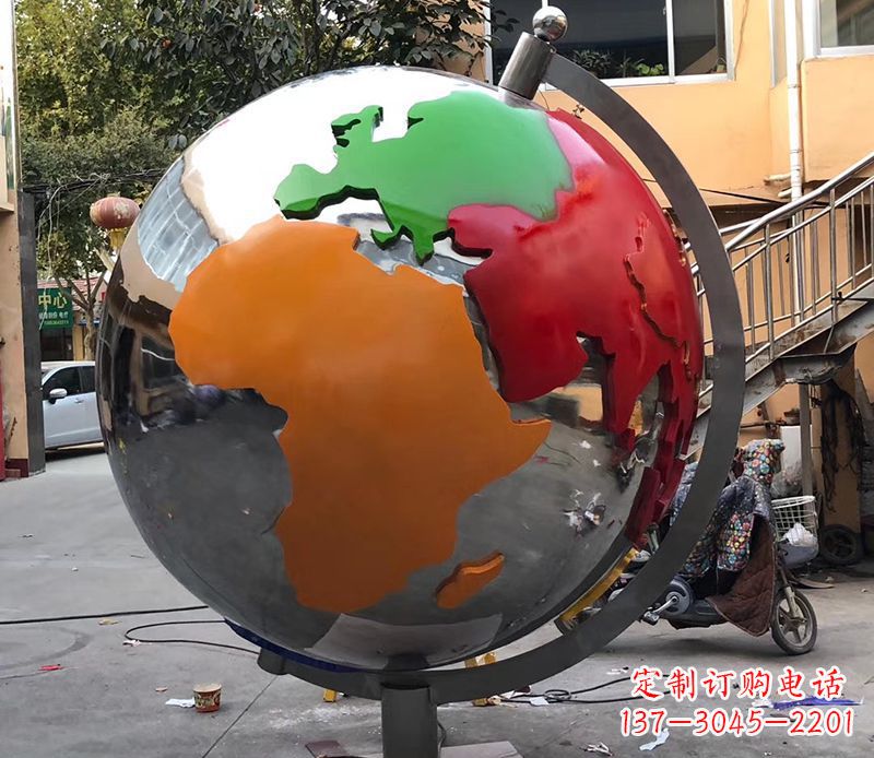 保定不锈钢校园地球仪雕塑 (2)