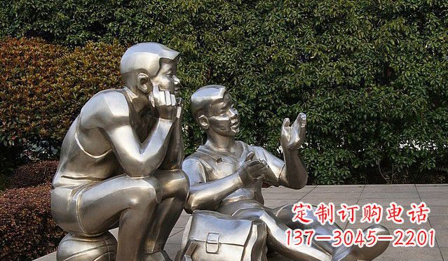 保定不锈钢学生人物雕塑