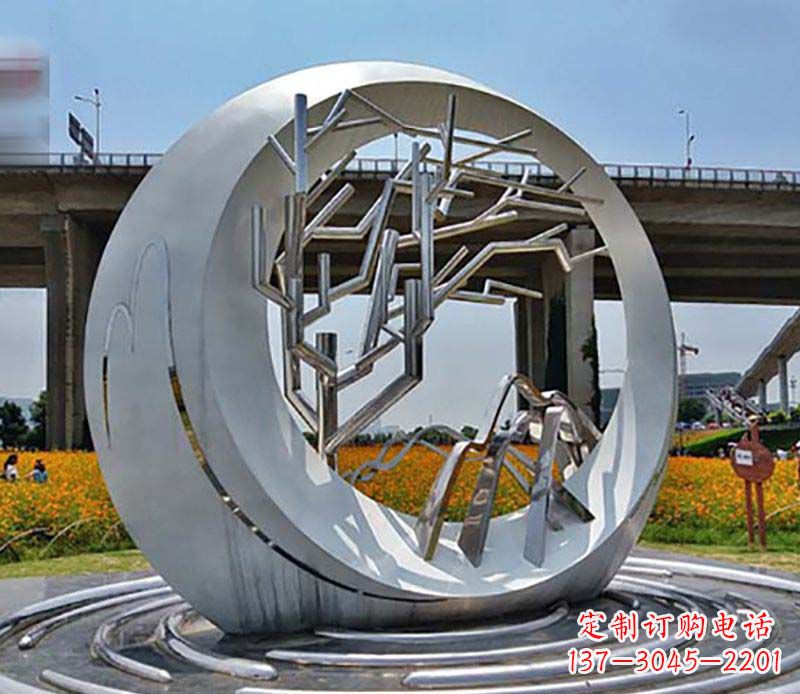 保定不锈钢异形圆环雕塑精致而优雅